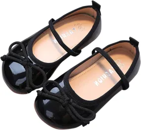Little Girl Mary Jane Dress Shoes Toddler Girls School Shoes Soft Sole Non Slip Faux Leather Shoes Bowknot Flats