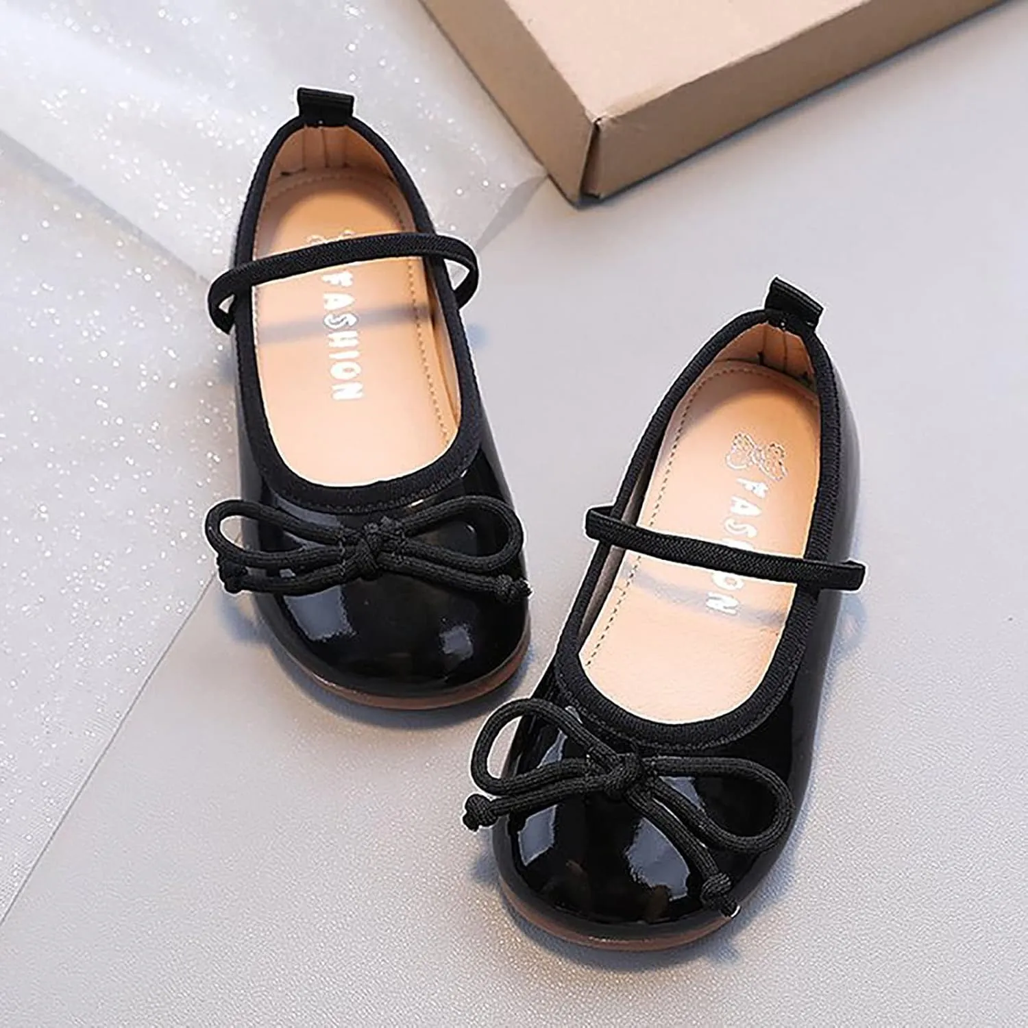 Little Girl Mary Jane Dress Shoes Toddler Girls School Shoes Soft Sole Non Slip Faux Leather Shoes Bowknot Flats
