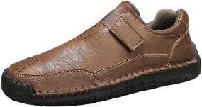Men's Casual Leather Shoes Premium Microfibre Leather Upper Business Walking Work Driving Hook Loop Lightweight Comfortable