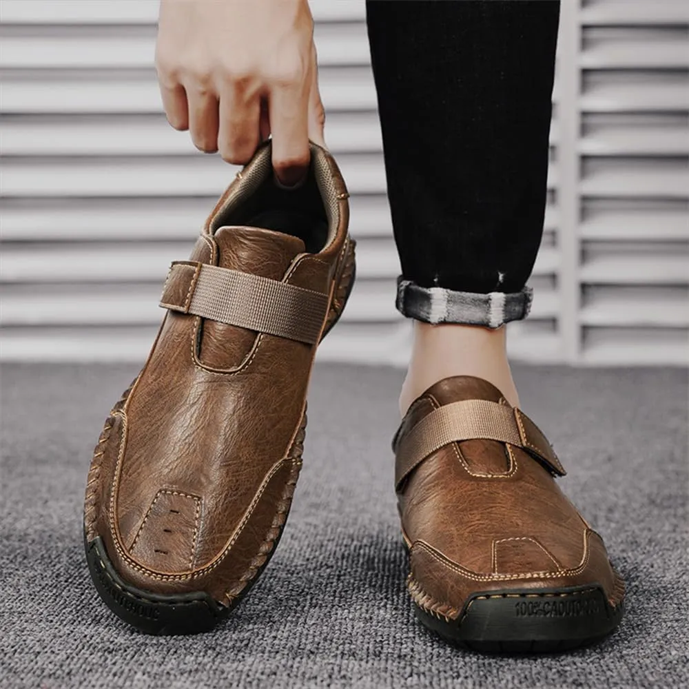 Men's Casual Leather Shoes Premium Microfibre Leather Upper Business Walking Work Driving Hook Loop Lightweight Comfortable
