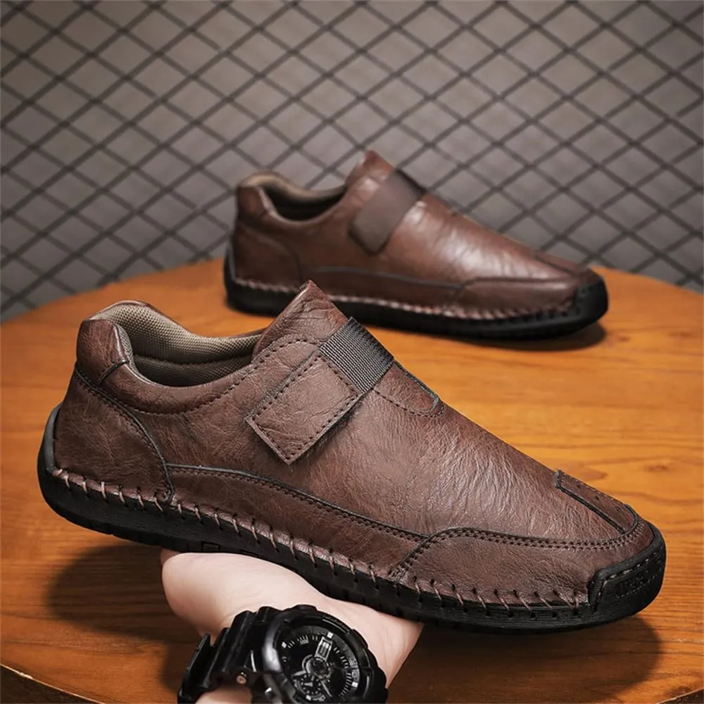 Men's Casual Leather Shoes Premium Microfibre Leather Upper Business Walking Work Driving Hook Loop Lightweight Comfortable