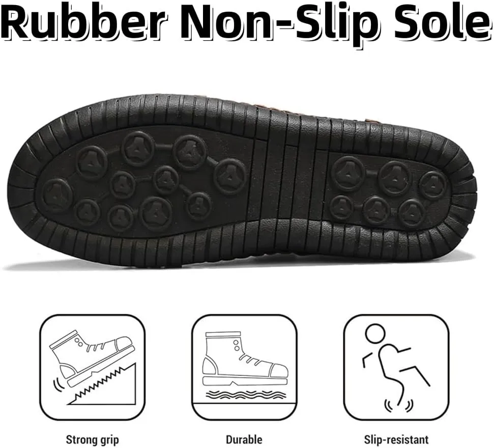 Men's Casual Leather Shoes Premium Microfibre Leather Upper Business Walking Work Driving Hook Loop Lightweight Comfortable
