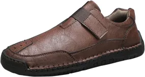 Men's Casual Leather Shoes Premium Microfibre Leather Upper Business Walking Work Driving Hook Loop Lightweight Comfortable