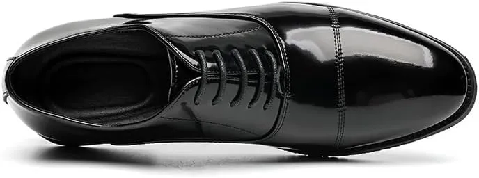 Men's Patent Leather Oxford Shoes - Stylish Formal Dress Shoes for Wedding, Party, Office Classical Style Shoes for Men Slip On Leather Low Rubber Sole Block Heel Work Mens Leather Buckle Shoes