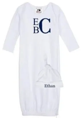 Monogram Newborn BOY Home  Coming Sleep Gown Cap Blanket Baby Shower Gift