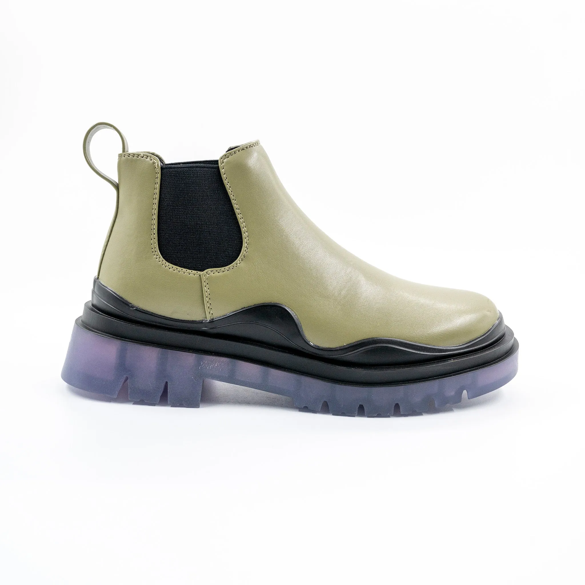 Myth Green Chunky Sole Chelsea Boots