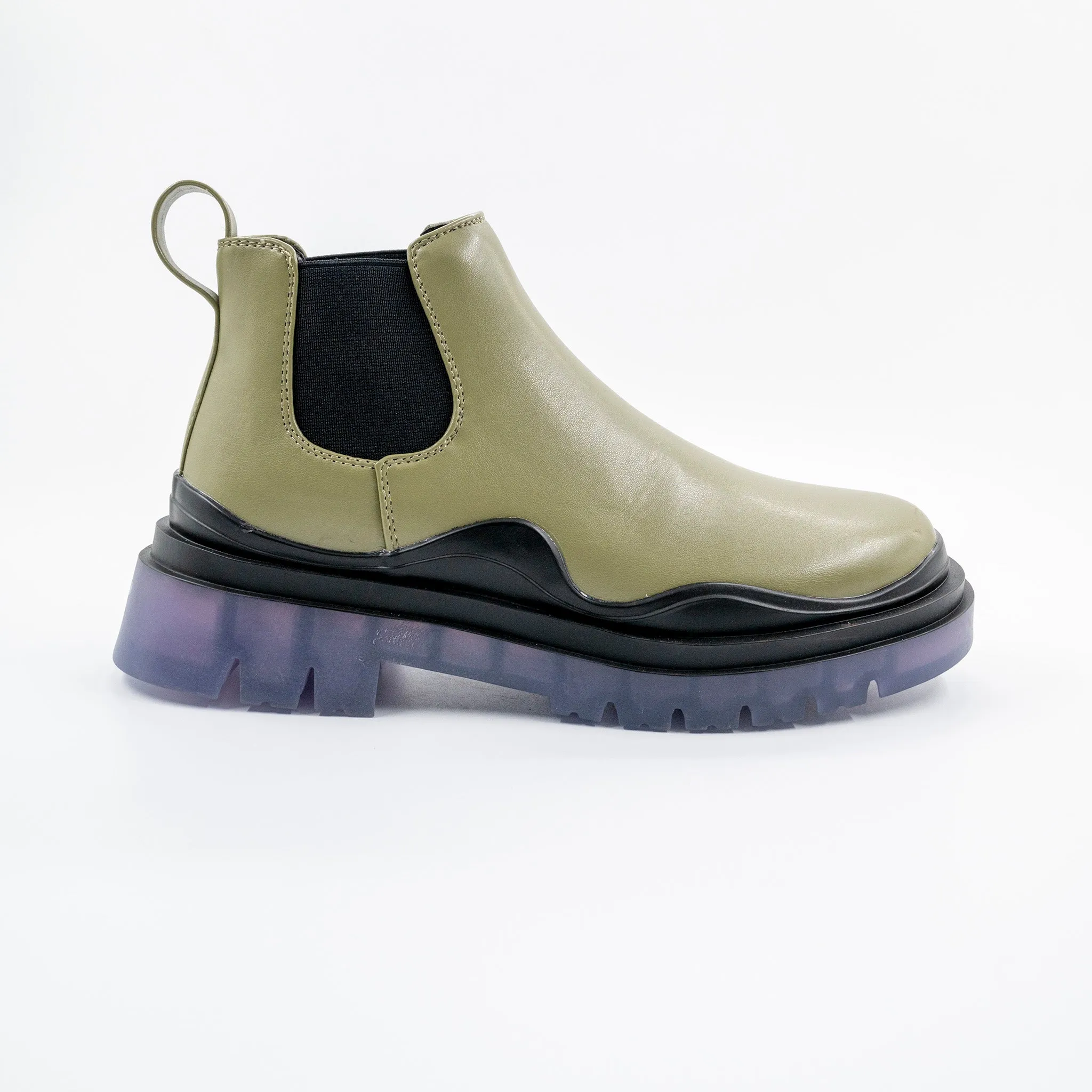 Myth Green Chunky Sole Chelsea Boots