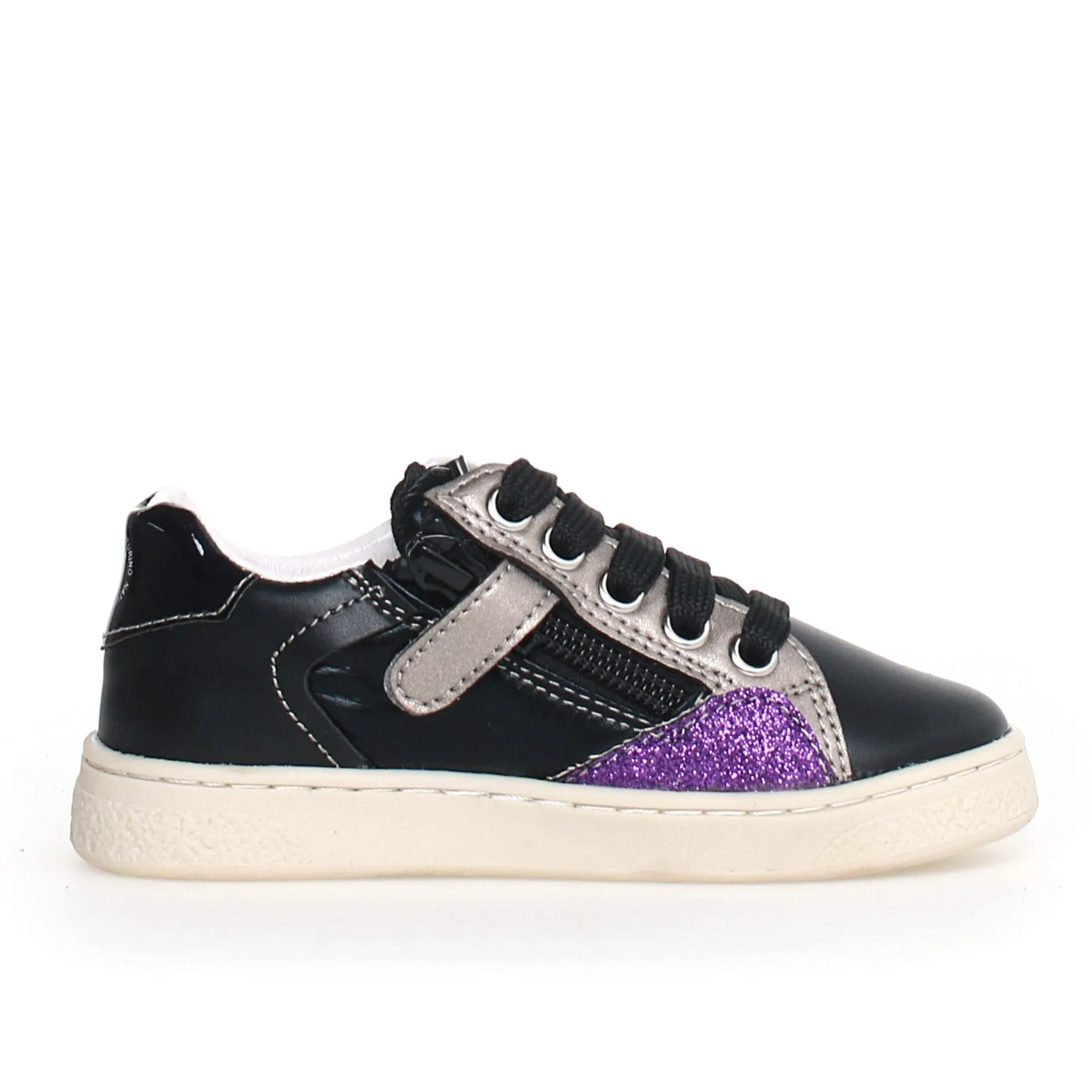 Naturino Girl's Quar Zip Fashion Sneakers - Black/Violet