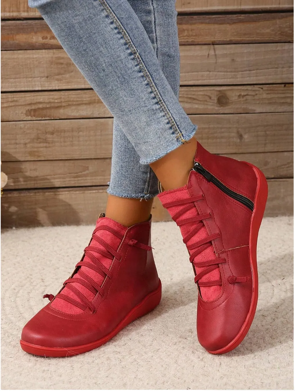NEW Red Women's Trendy Arch Support Boots - Women's Sz 7.5