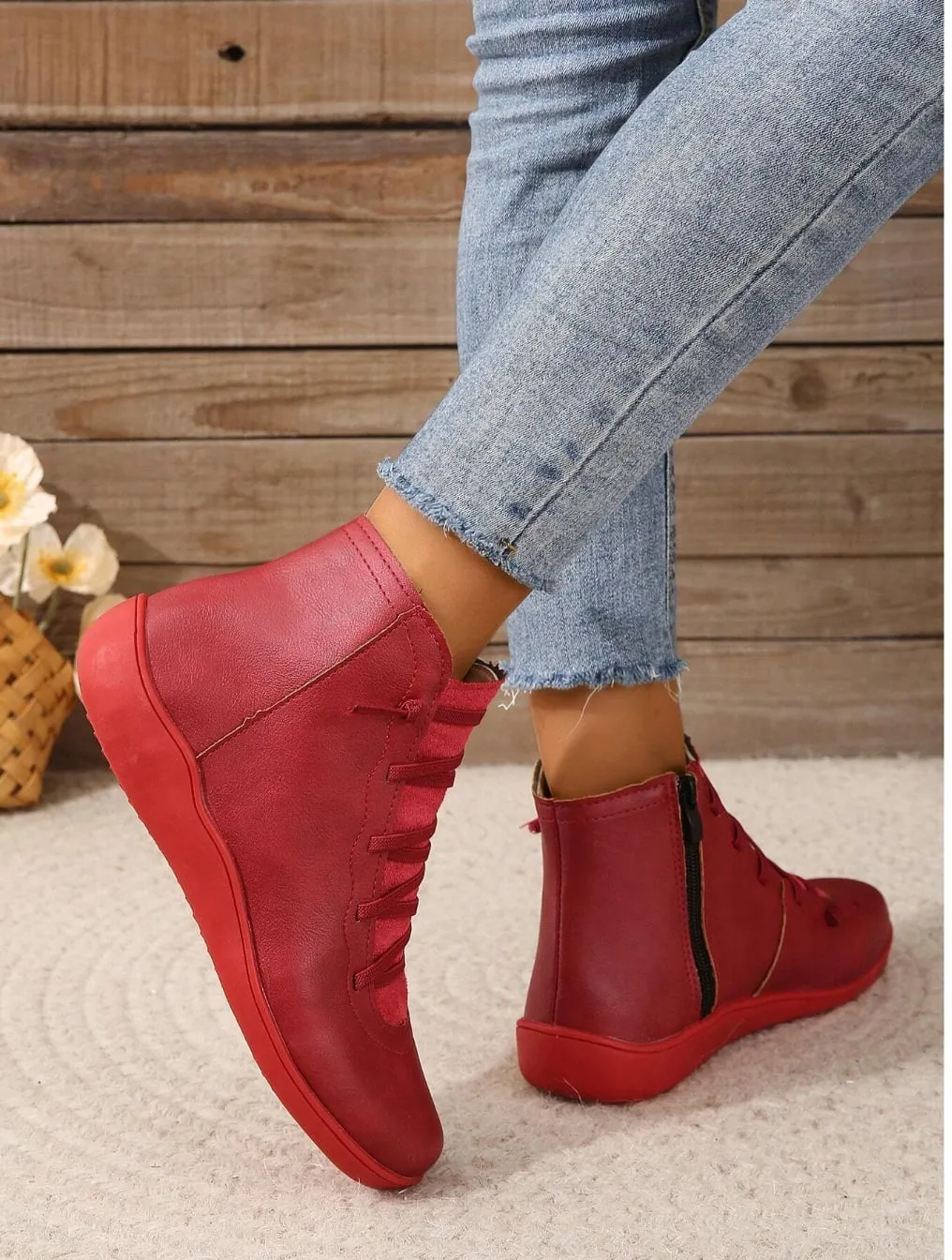 NEW Red Women's Trendy Arch Support Boots - Women's Sz 7.5
