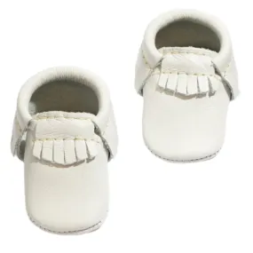Newborn Bright White Moccasin Baby Shoe