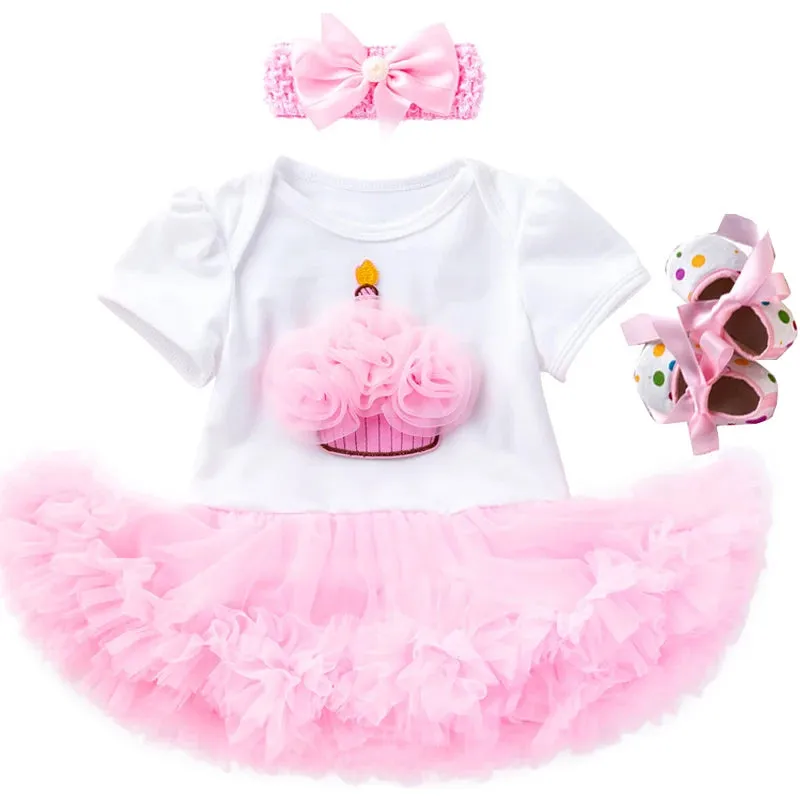 Newborn Infant Outfits Baby Girl 1st Birthday Cake Party Dress Tutus Newborn Clothes