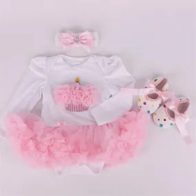 Newborn Infant Outfits Long Sleeve Baby Girl Birthday Cake Party Dress Tutus Newborn Clothes