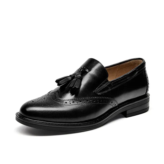 Polaco Women's Slip-On Leather Loafer Black Shoes