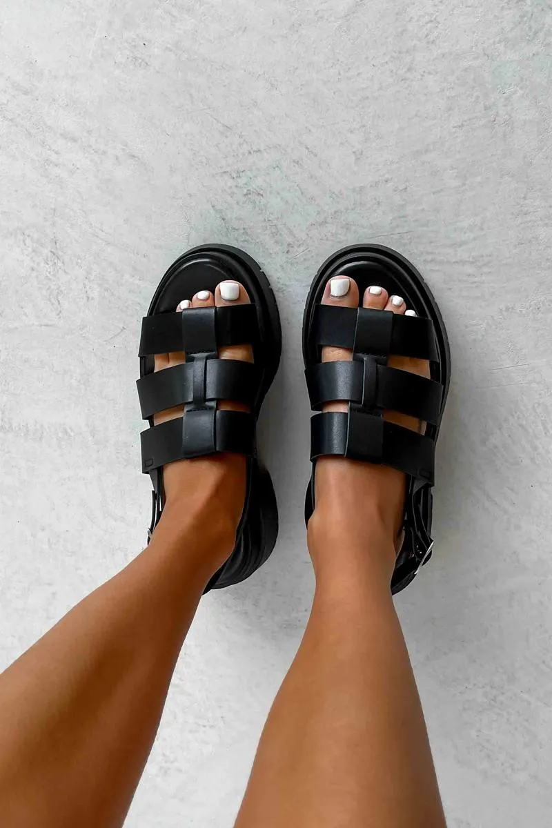POWER Chunky Gladiator Sandals - Black PU