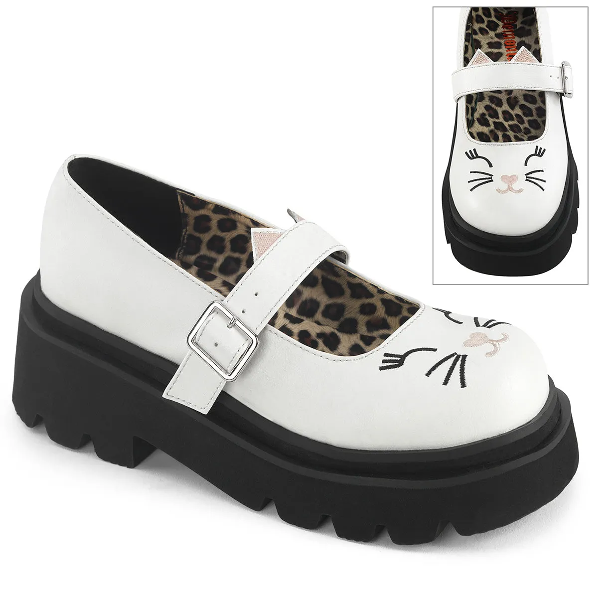 RENEGADE-56 DemoniaCult White Vegan Leather Sexy Women's Heels & Platform Shoes (Alternative Footwear)