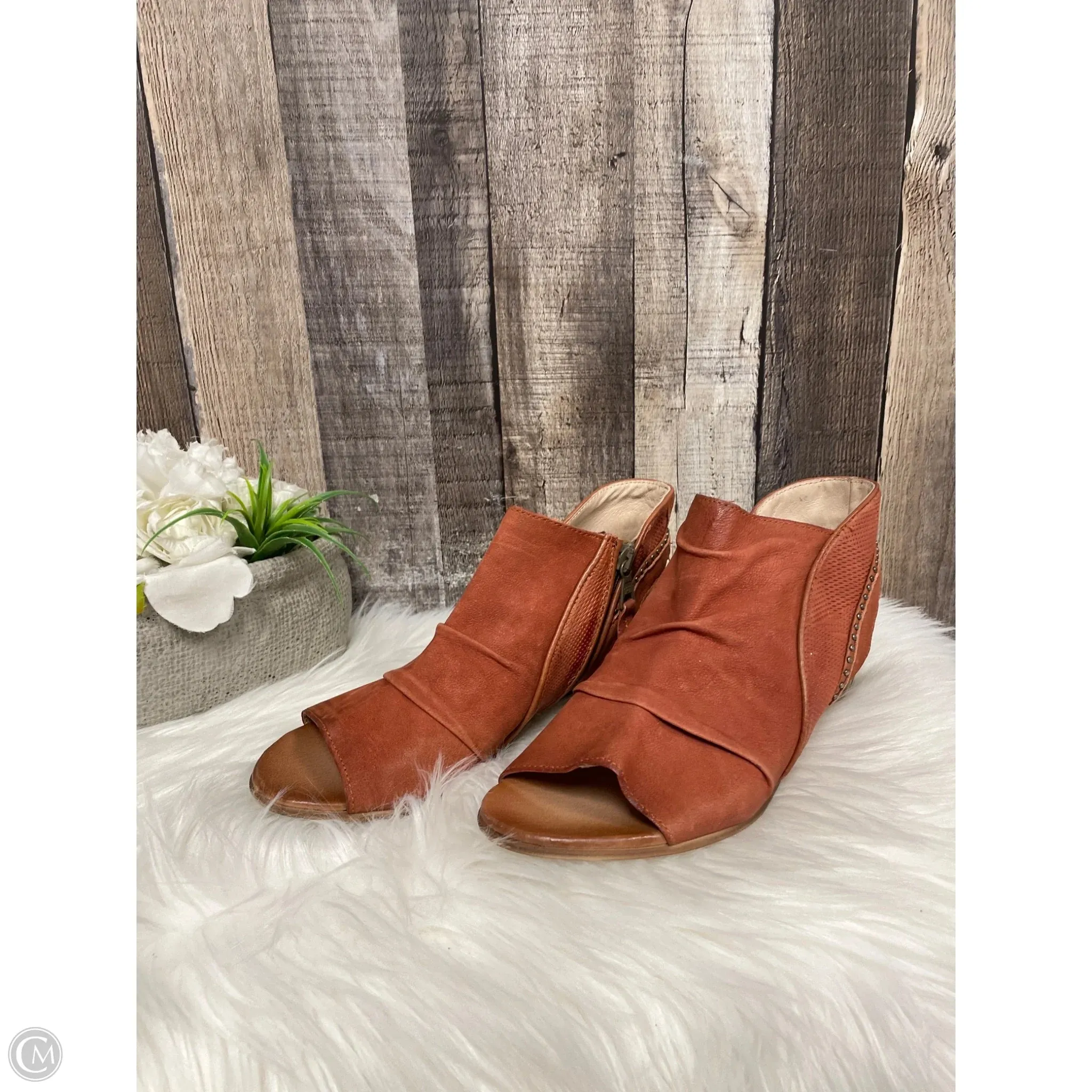 Sandals Heels Block By Miz Mooz In Orange, Size: 8