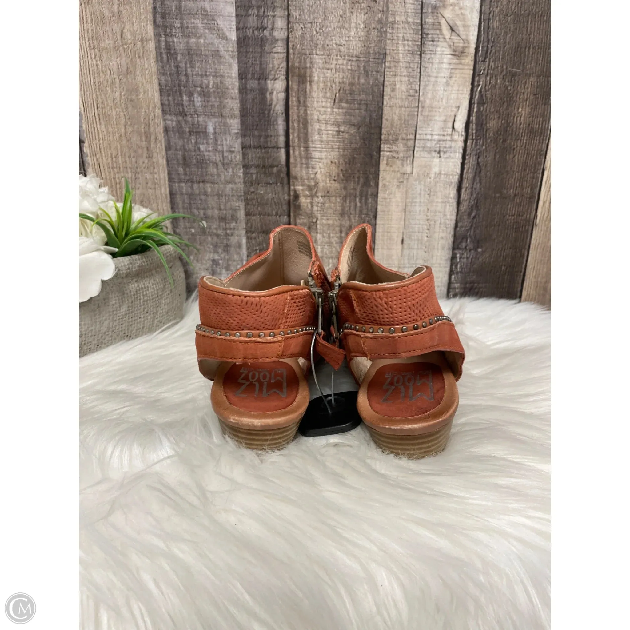 Sandals Heels Block By Miz Mooz In Orange, Size: 8