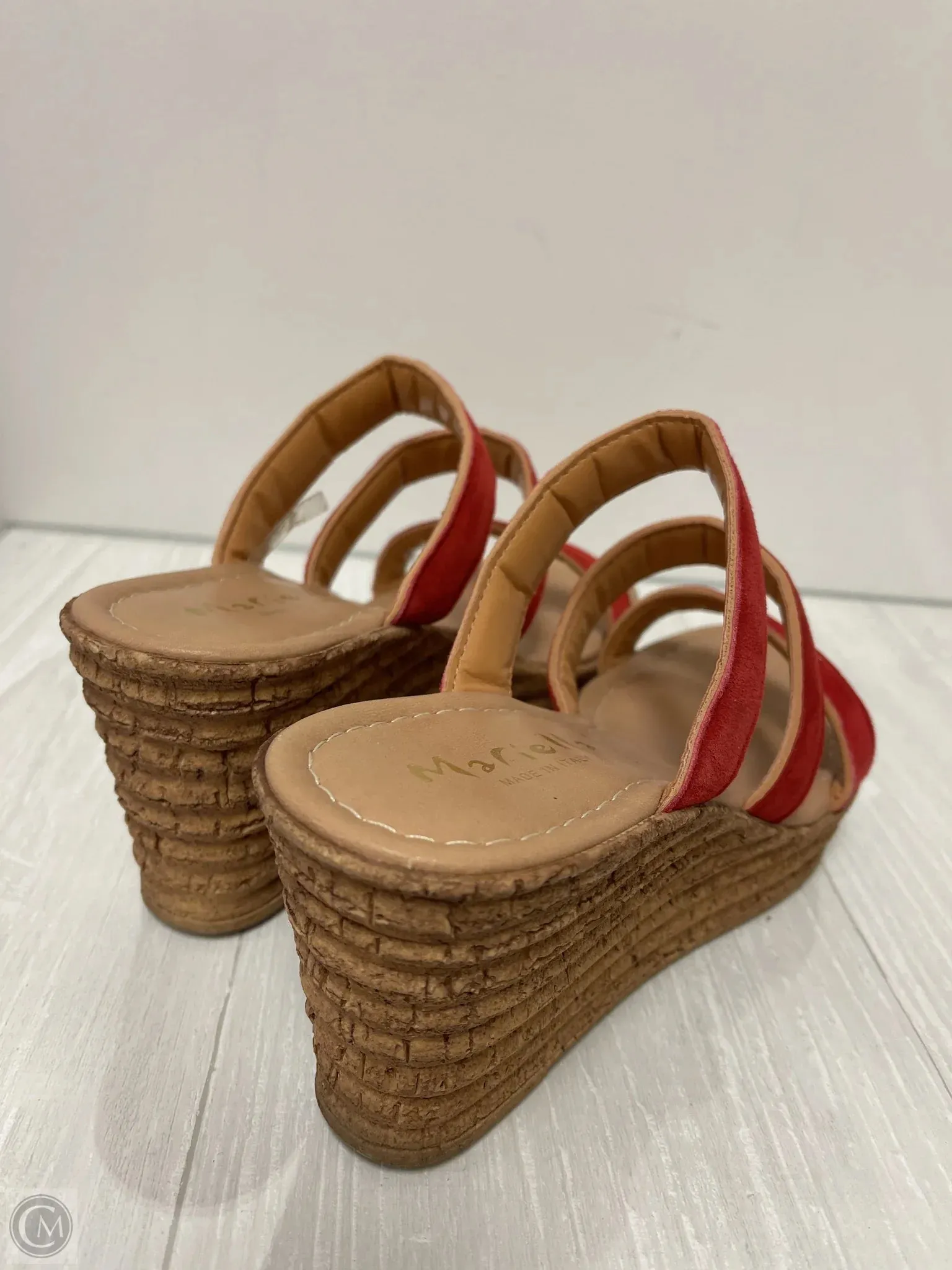 Sandals Heels Wedge By Clothes Mentor In Red, Size: 9.5