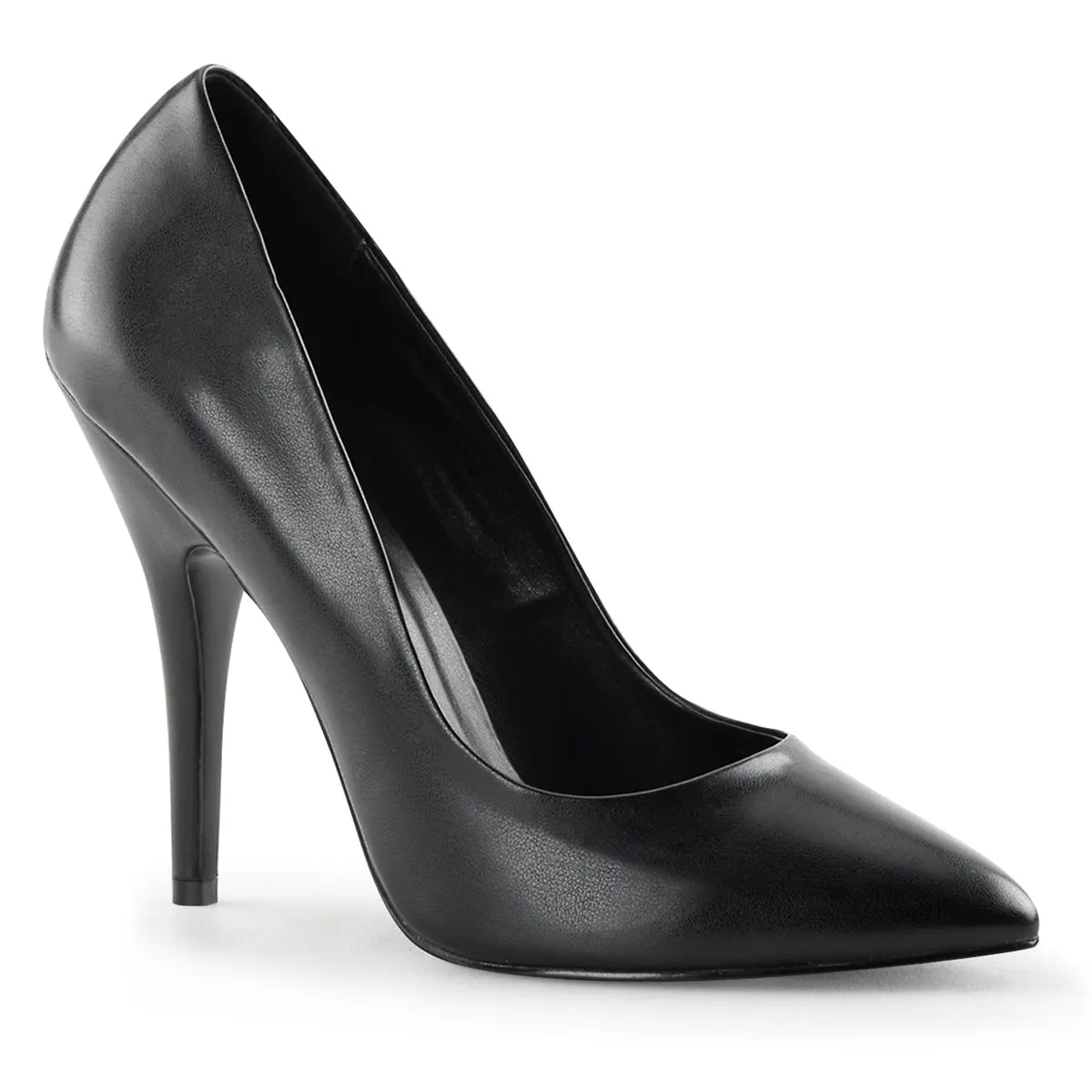 SEDUCE-420 Pleaser Black Faux Leather Sexy Single Sole Shoes (Fetish Footwear)