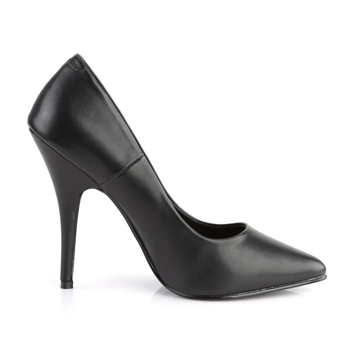 SEDUCE-420 Pleaser Black Faux Leather Sexy Single Sole Shoes (Fetish Footwear)