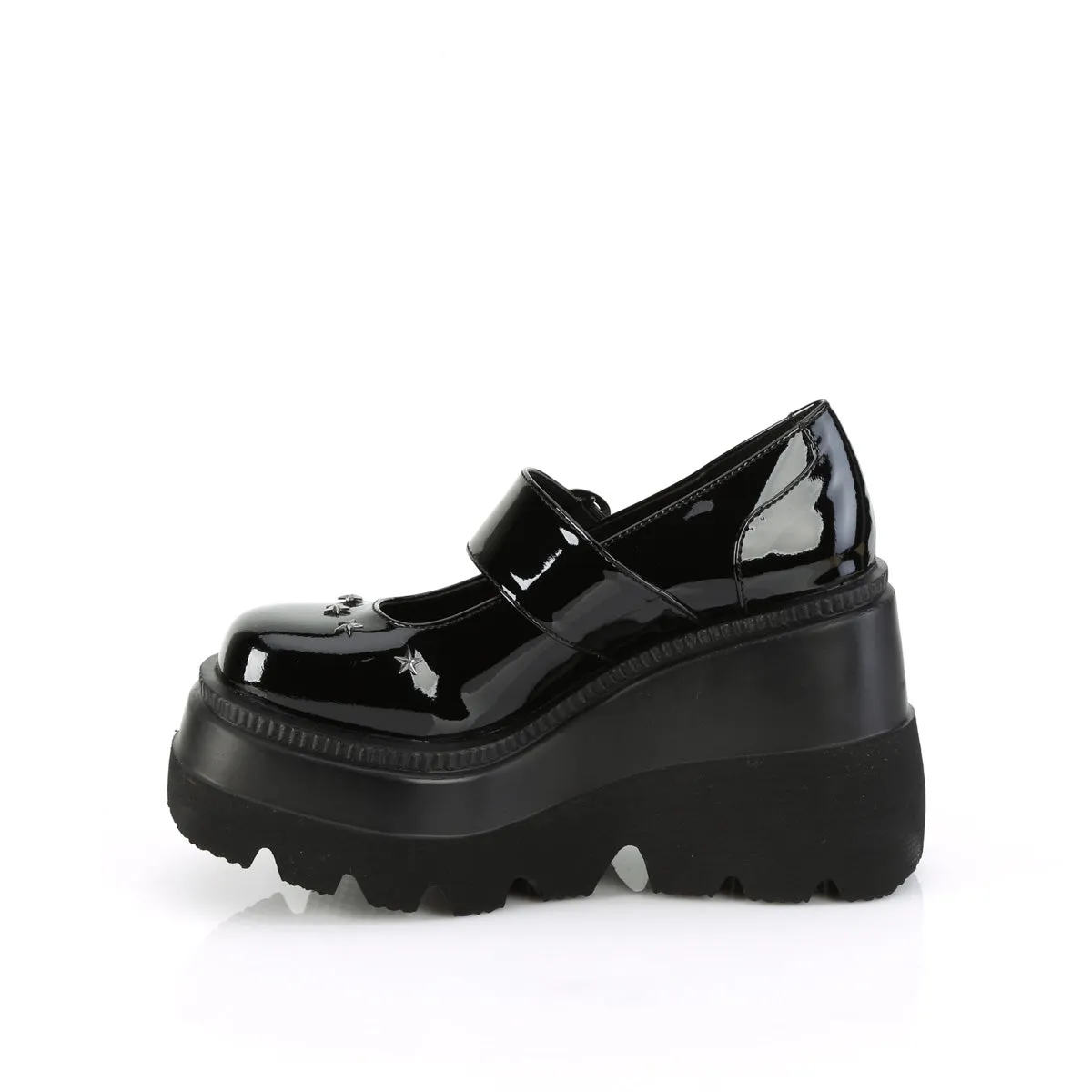 SHAKER-23 DemoniaCult Black Patent Sexy Women's Heels & Platform Shoes (Alternative Footwear)