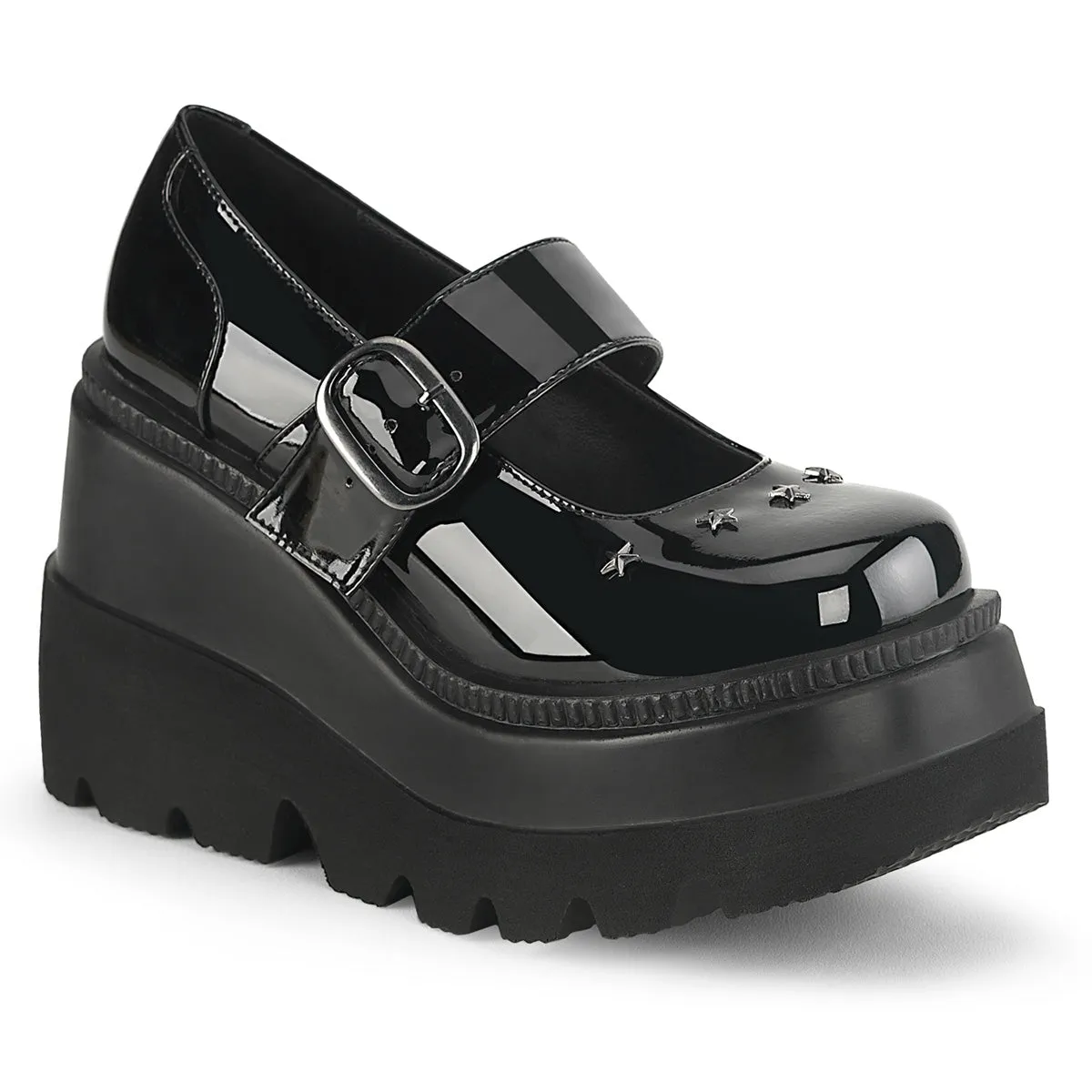 SHAKER-23 DemoniaCult Black Patent Sexy Women's Heels & Platform Shoes (Alternative Footwear)