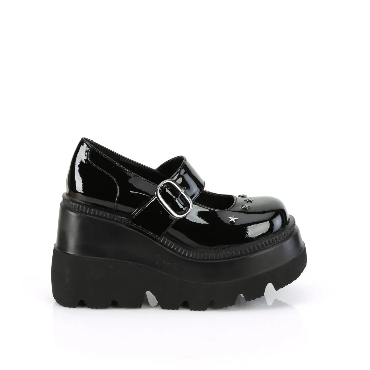 SHAKER-23 DemoniaCult Black Patent Sexy Women's Heels & Platform Shoes (Alternative Footwear)