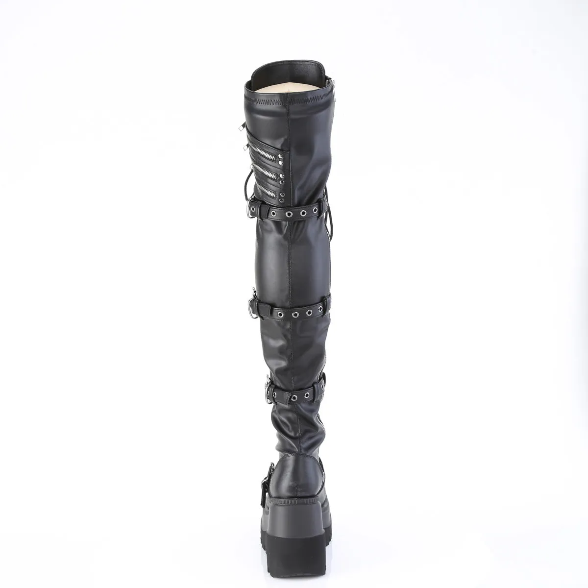 SHAKER-420 DemoniaCult Black Stretch Vegan Leather Sexy Women's Over-the-Knee Boots (Alternative Footwear)