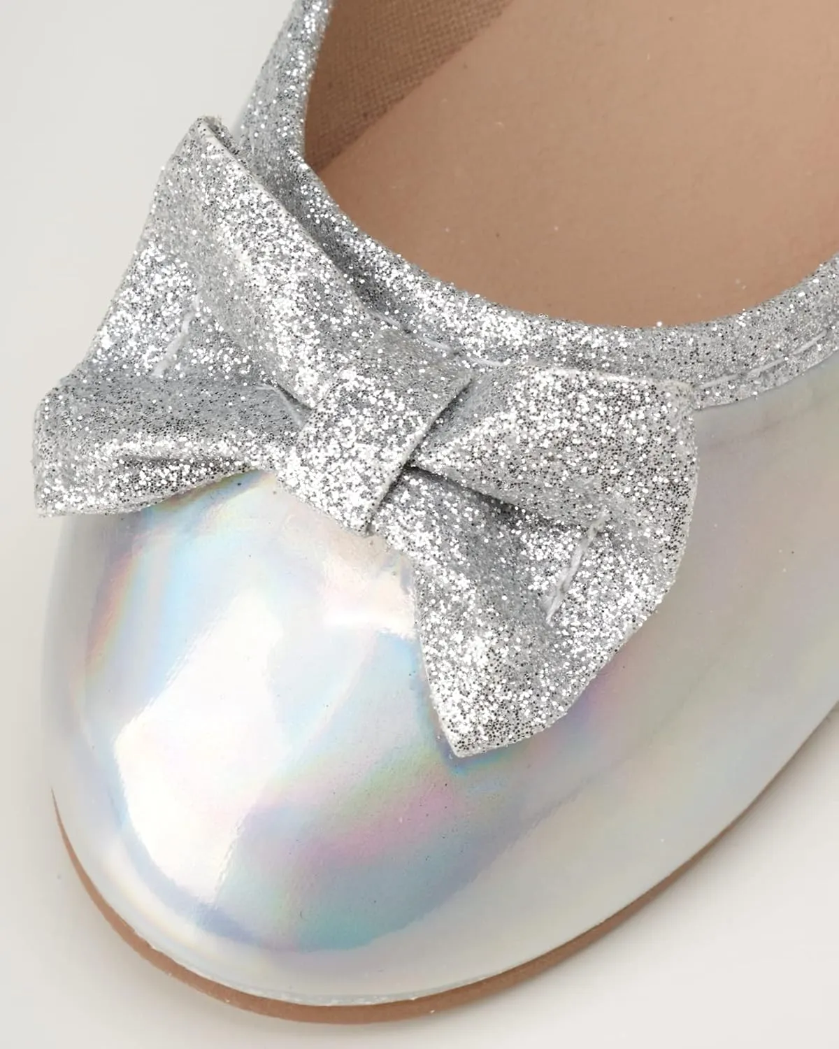 Shoes - Classic Leatherette Ballet Flats with Glitter Bow (Toddler/Girl)
