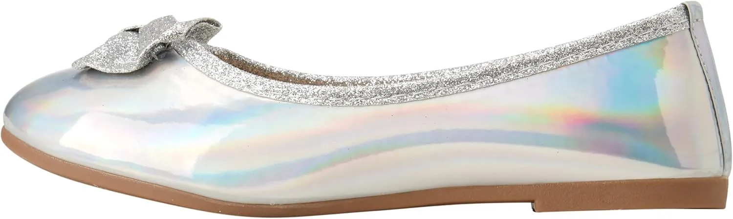 Shoes - Classic Leatherette Ballet Flats with Glitter Bow (Toddler/Girl)