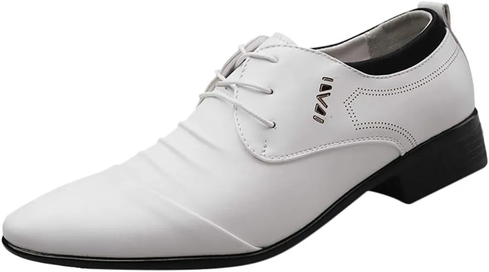 Shoes Suit Shoe Casual Shoes Male Wedding Lace Leather Men Comfortable Business Men's Leather Shoes Fashion Shoes (White, 41)