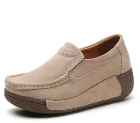 Slip-on Casual Round Toe Moccasin Platform Shoes