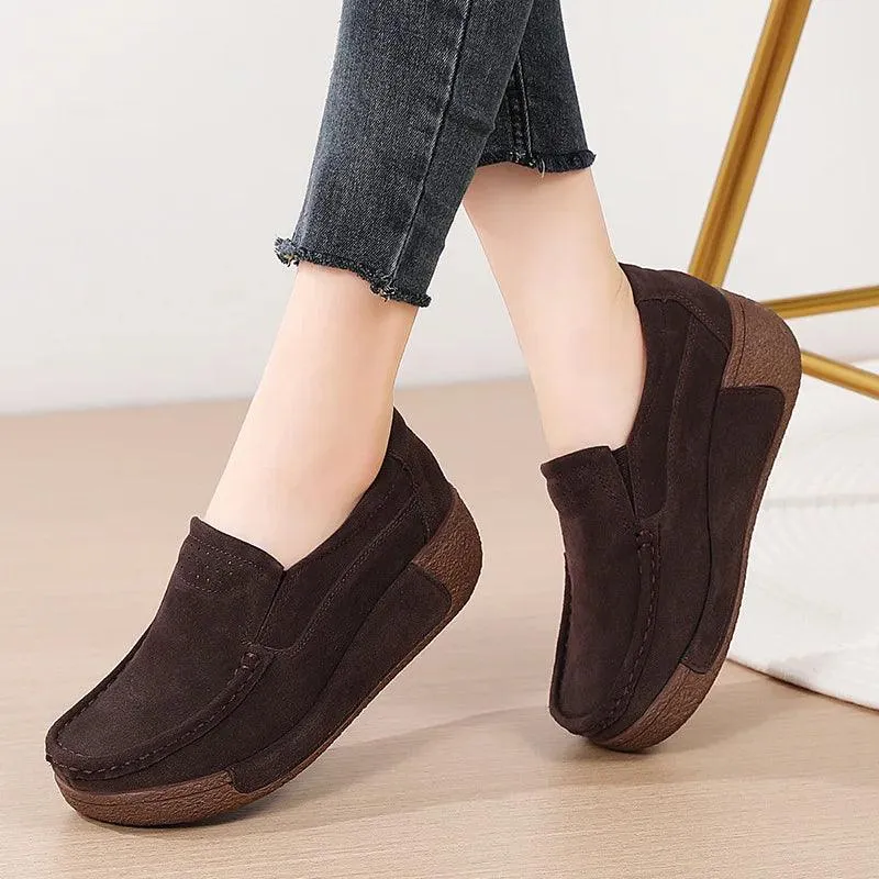 Slip-on Casual Round Toe Moccasin Platform Shoes