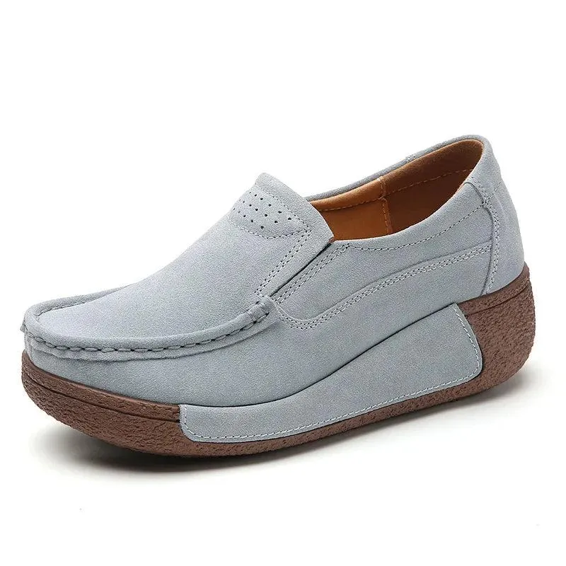 Slip-on Casual Round Toe Moccasin Platform Shoes