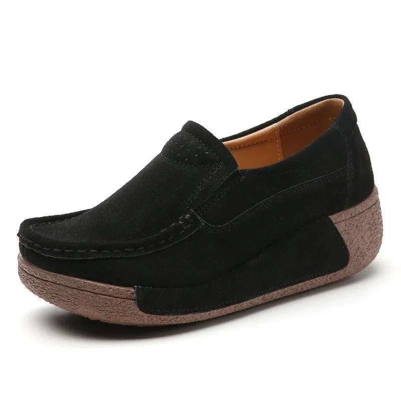 Slip-on Casual Round Toe Moccasin Platform Shoes