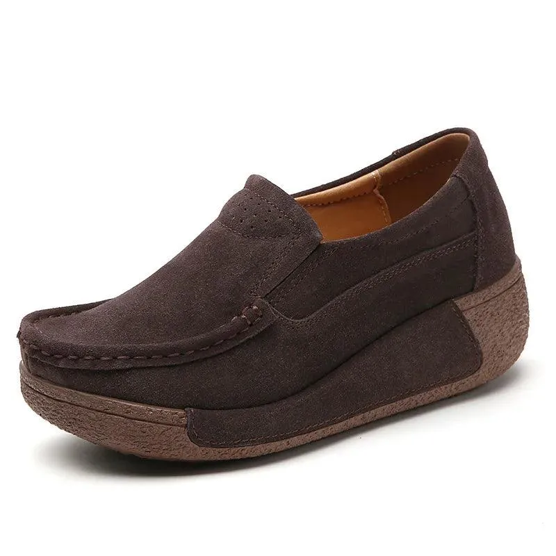 Slip-on Casual Round Toe Moccasin Platform Shoes
