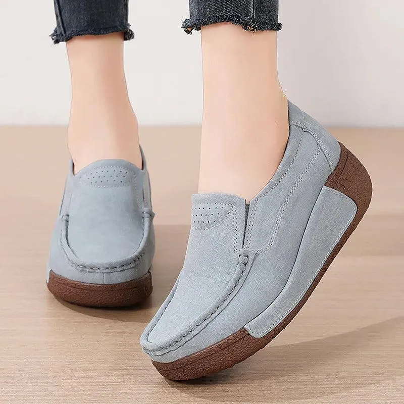 Slip-on Casual Round Toe Moccasin Platform Shoes