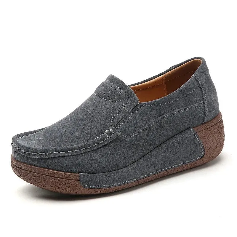 Slip-on Casual Round Toe Moccasin Platform Shoes