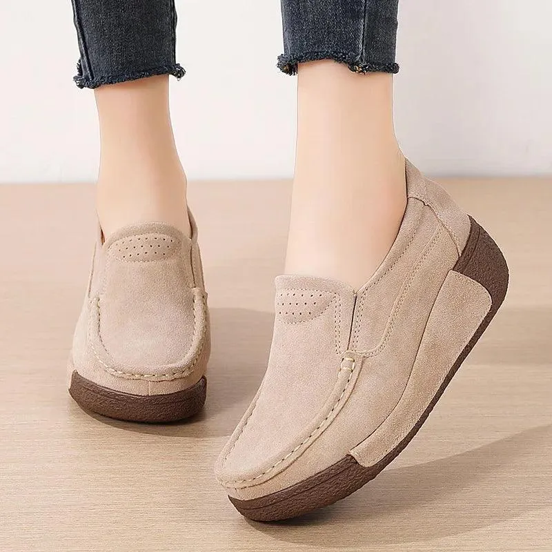 Slip-on Casual Round Toe Moccasin Platform Shoes