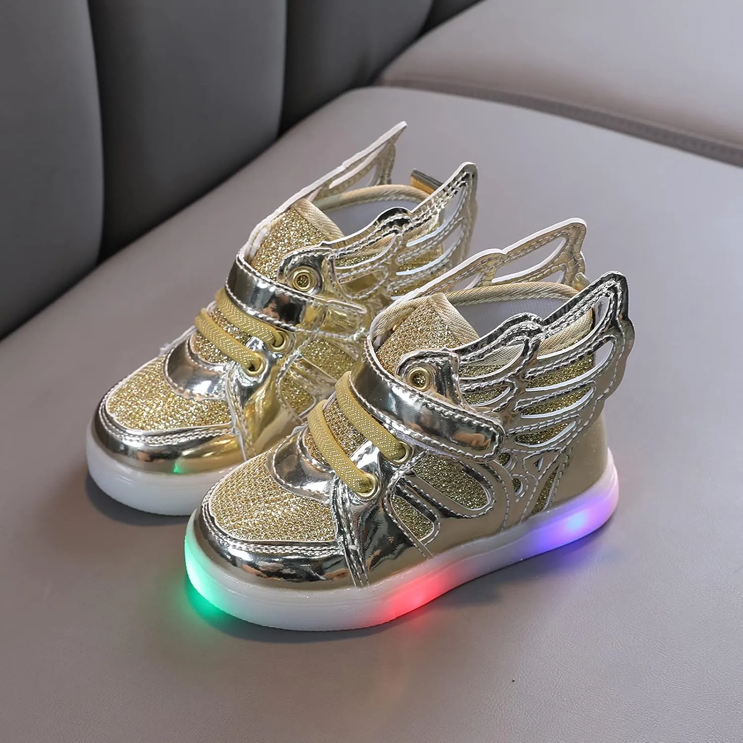 Sneakers for Kids Girls Boys Halloween LED Light up Shoes LED Flashing High-top Wings Trainers Festivals Christmas