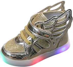 Sneakers for Kids Girls Boys Halloween LED Light up Shoes LED Flashing High-top Wings Trainers Festivals Christmas