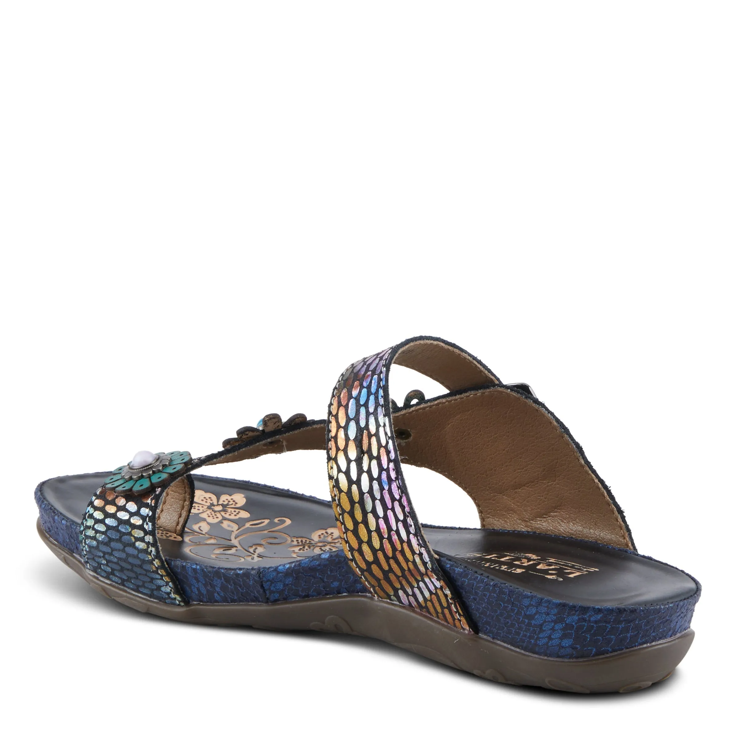 Spring Step Shoes  L'Artiste Kindness Slide Sandals Women's Leather Snake Skin