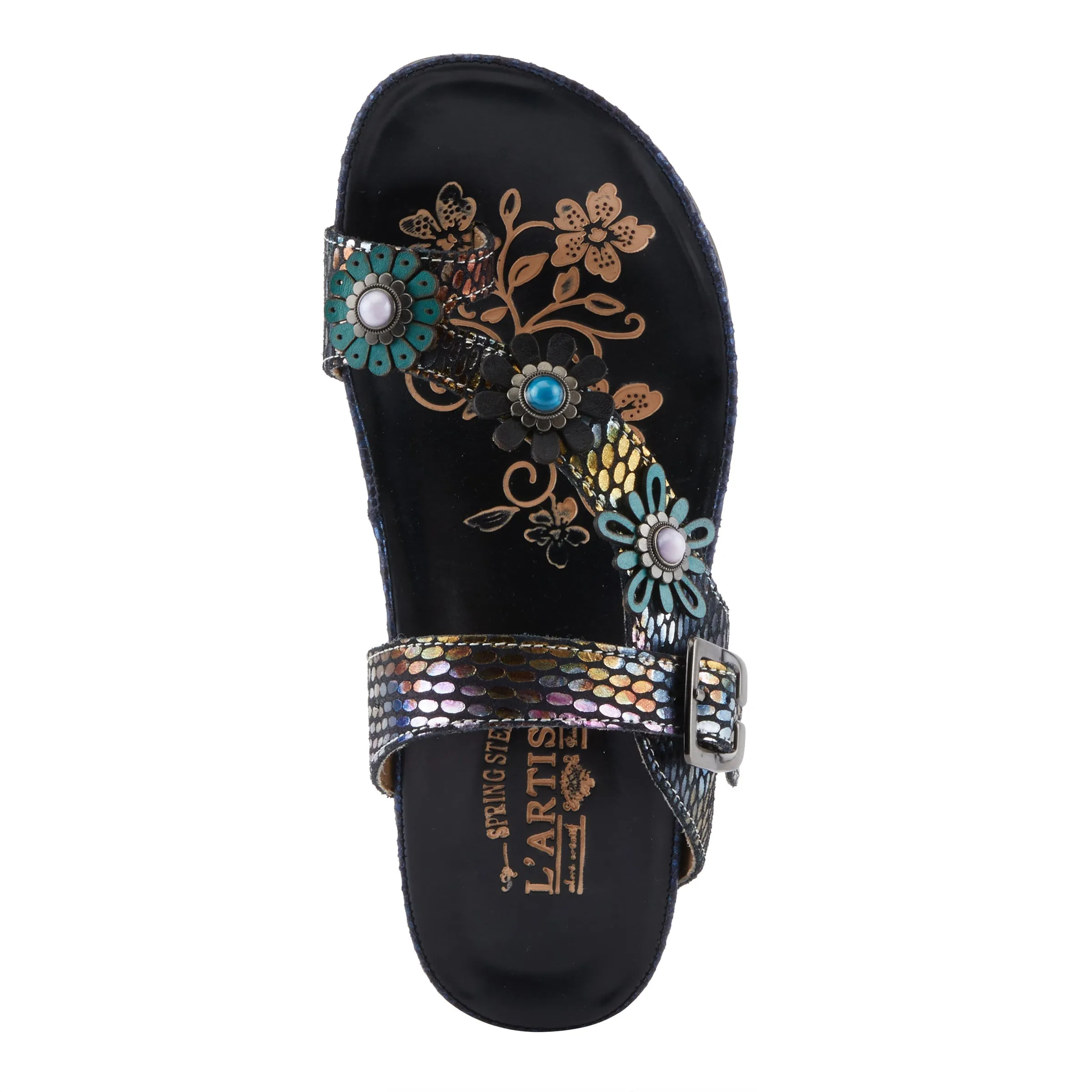 Spring Step Shoes  L'Artiste Kindness Slide Sandals Women's Leather Snake Skin
