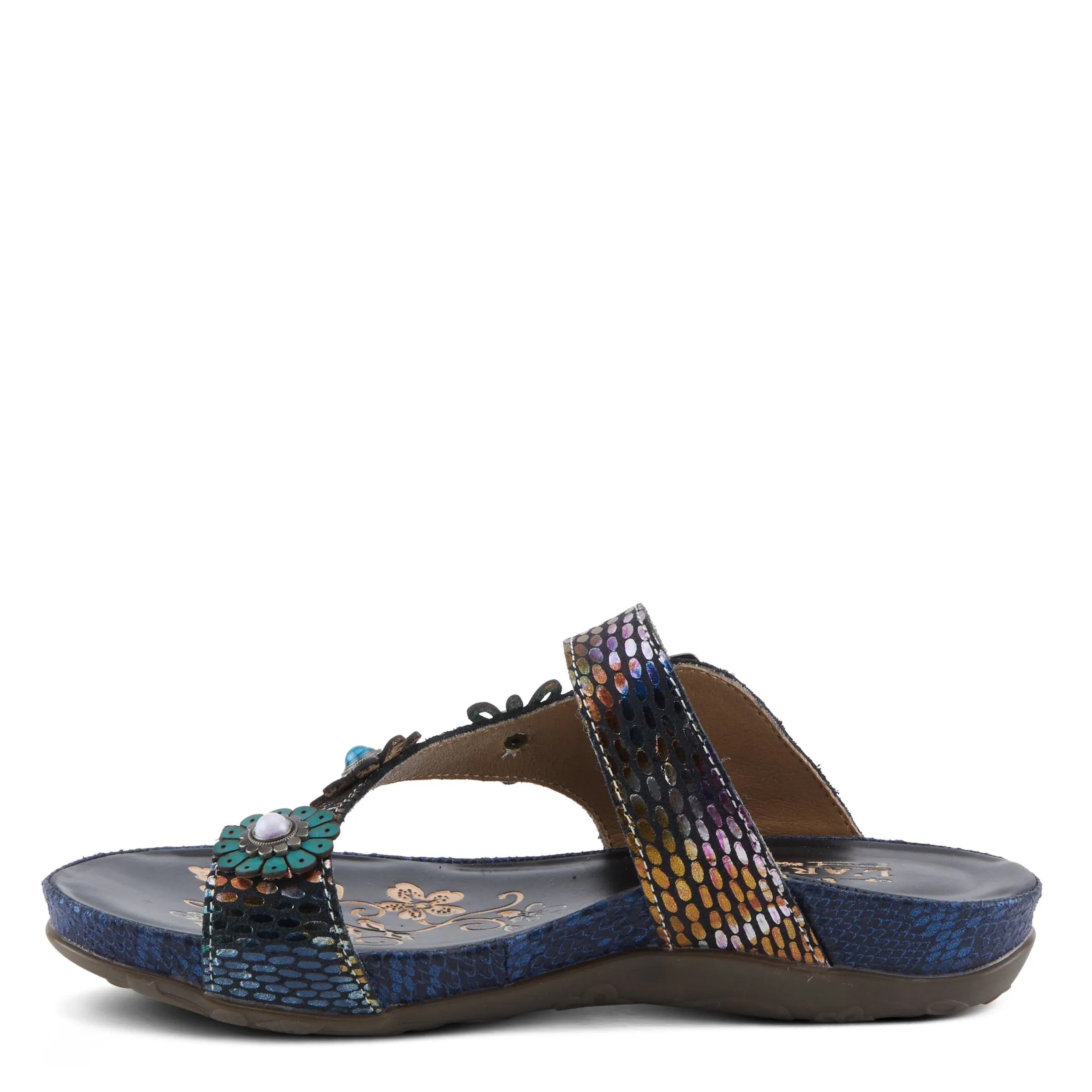 Spring Step Shoes  L'Artiste Kindness Slide Sandals Women's Leather Snake Skin