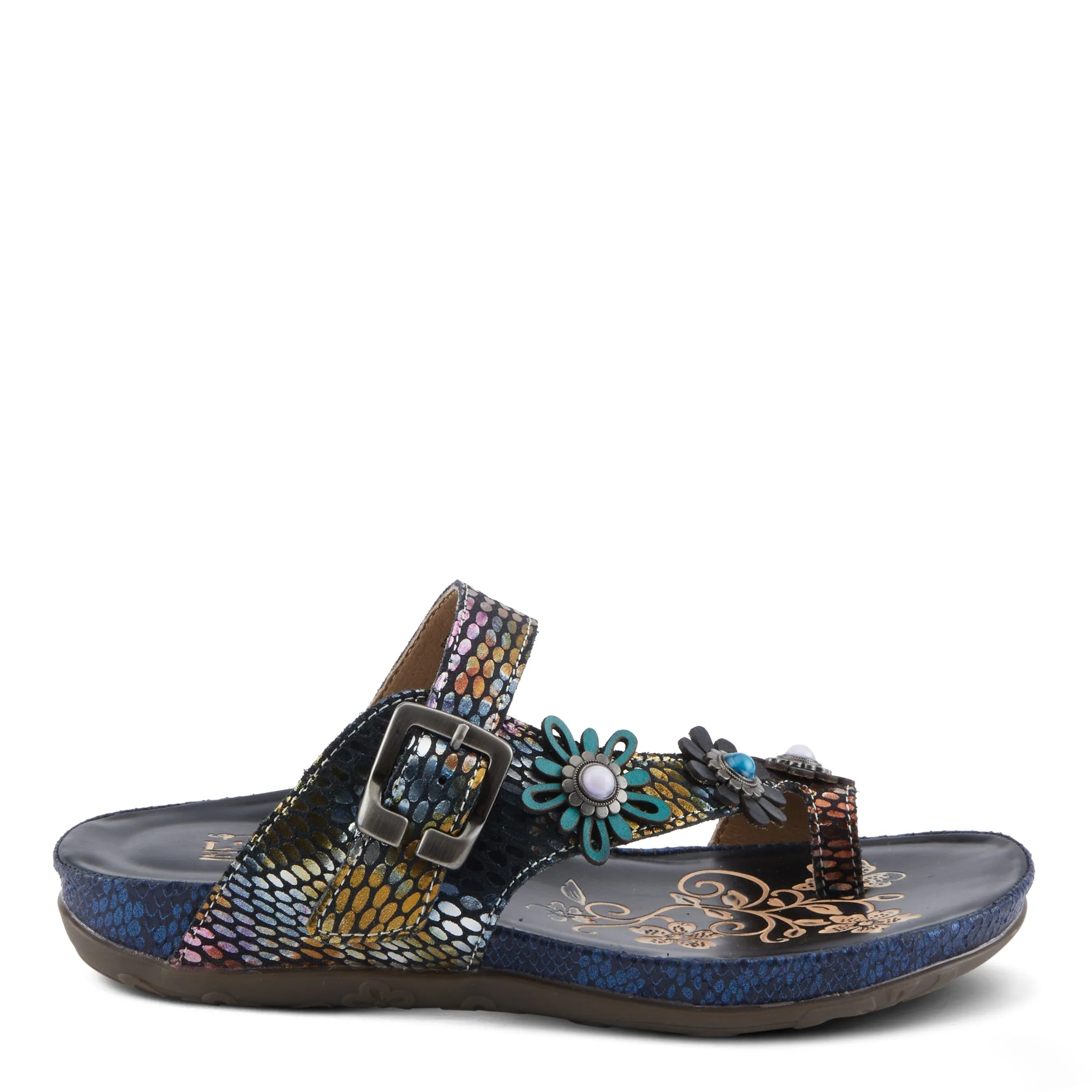 Spring Step Shoes  L'Artiste Kindness Slide Sandals Women's Leather Snake Skin