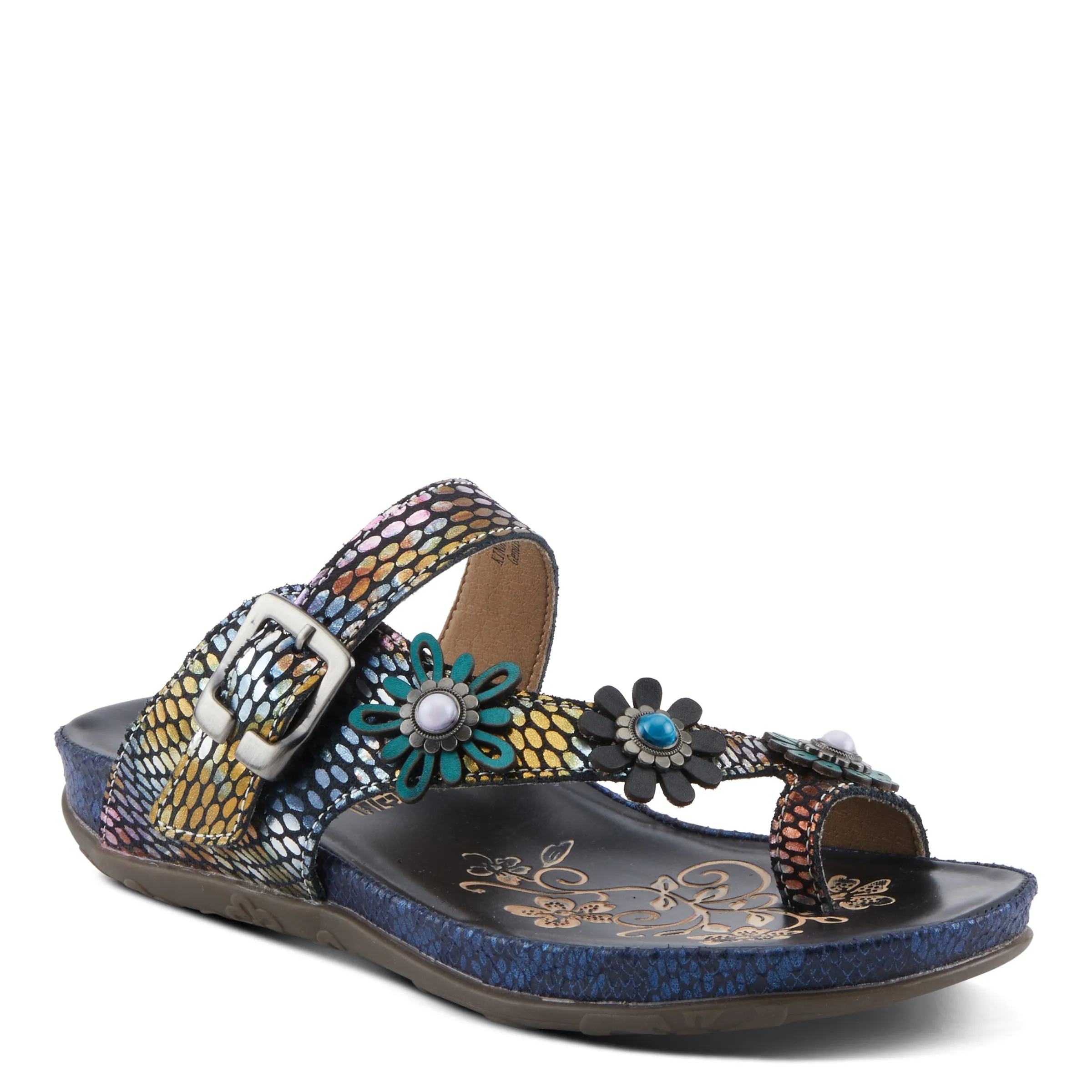 Spring Step Shoes  L'Artiste Kindness Slide Sandals Women's Leather Snake Skin