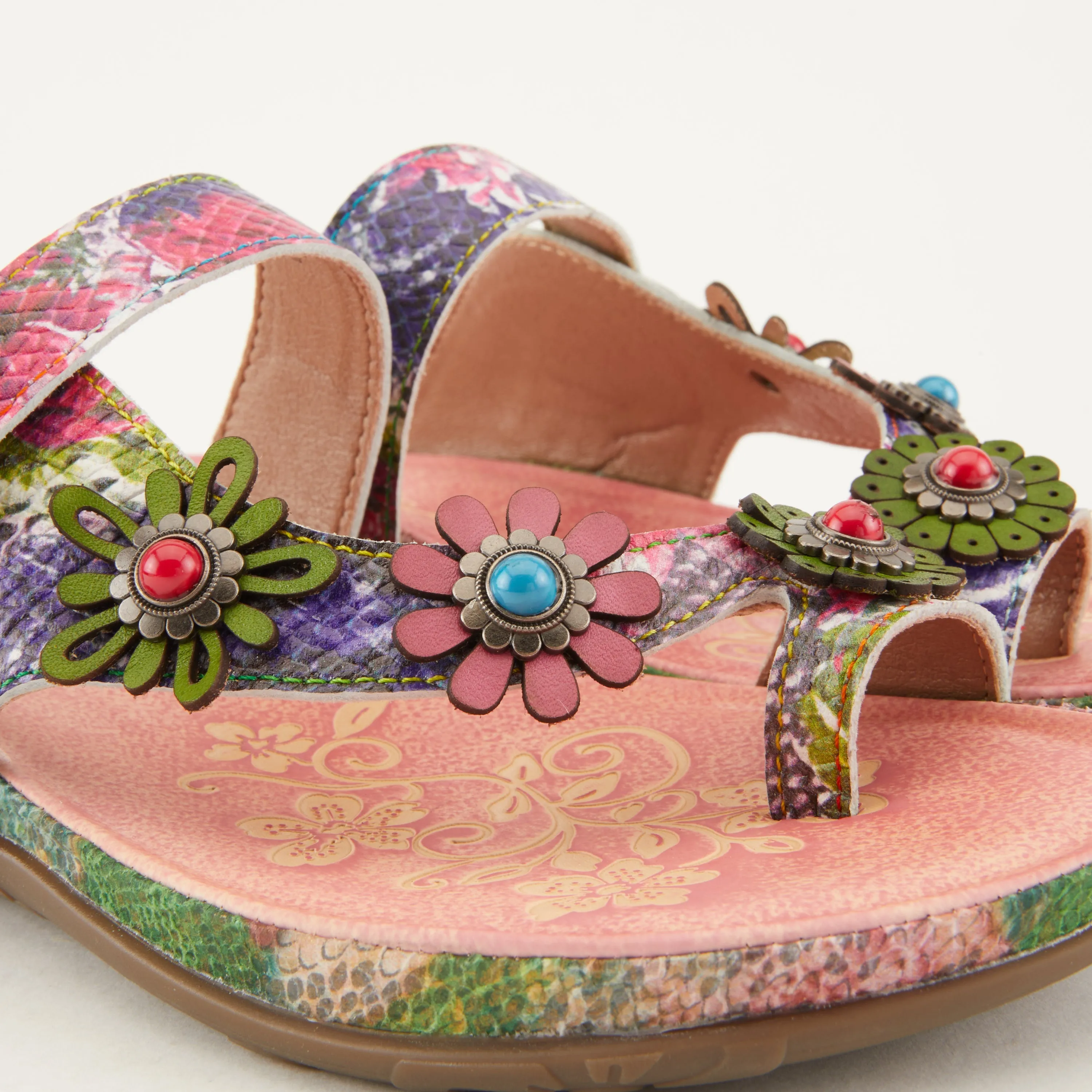 Spring Step Shoes  L'Artiste Kindness Slide Sandals Women's Leather Snake Skin