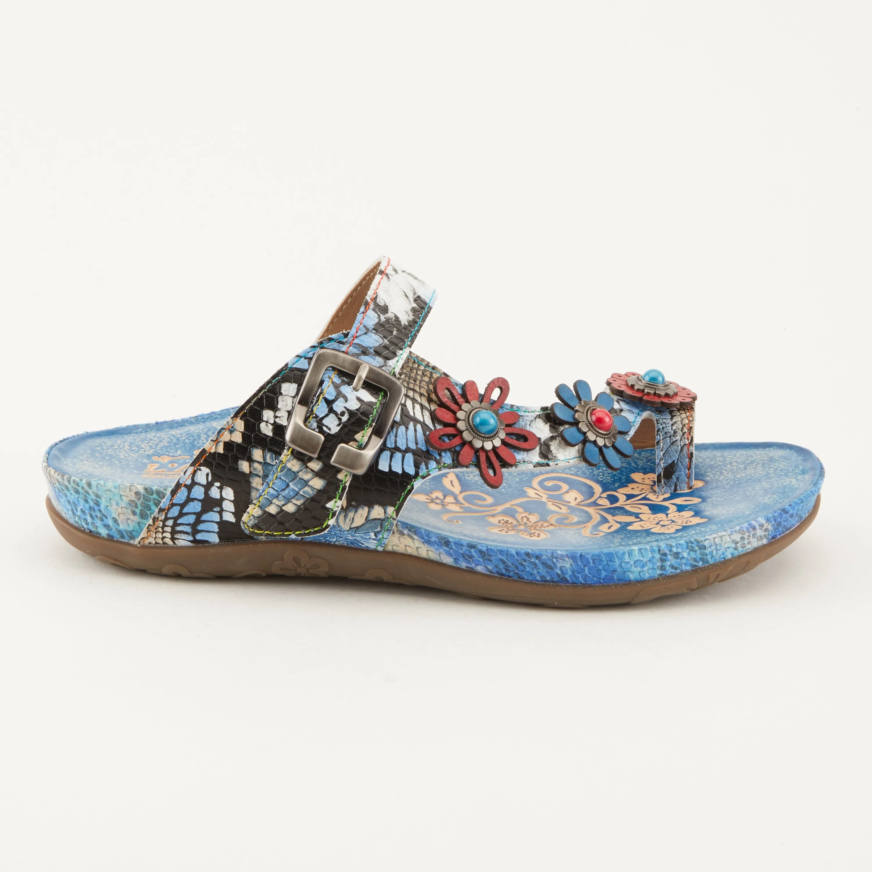 Spring Step Shoes  L'Artiste Kindness Slide Sandals Women's Leather Snake Skin