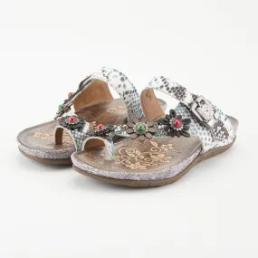 Spring Step Shoes  L'Artiste Kindness Slide Sandals Women's Leather Snake Skin